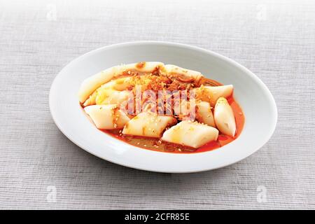 Chee Cheong Fun, Chinese rice noodle roll with curry sauce Stock Photo