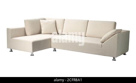 Modern beige couch isolated on white background Stock Photo