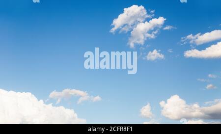 Clear blue sky and beautiful small white clouds, panorama Stock Photo
