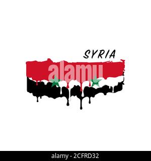 Painted Syria flag, Syria flag paint drips. Stock vector illustration isolated on white background Stock Vector