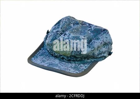 Camouflage military cap isolate on a white background close-up. Stock Photo