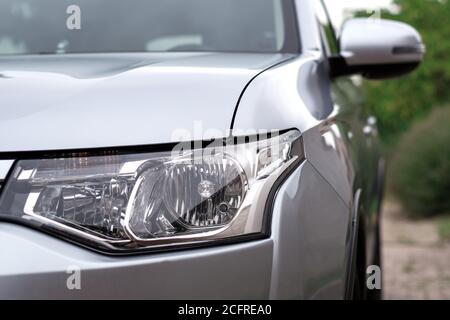 Automobile and transport. Front view of generic and brandless modern SUV. Stock Photo