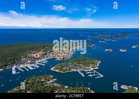 Sandhamn in the Stockholm Archipelago has been a popular spot for pleasure boating since the late 19th century. Stock Photo