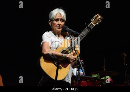 Milan Italy 19/07/2016 : Live concert of the Joan Baez at the Villa Arconati Festival Stock Photo