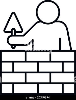 Tiler brick wall icon. Outline tiler brick wall vector icon for web design isolated on white background Stock Vector