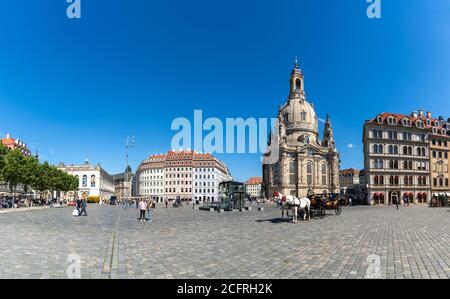 Dresden, Saxony / Germany - 3 September 2020: panorama view of the Neumarkt Square and Frauenkirche Church in Dresden Stock Photo