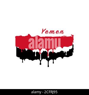 Painted Yemen flag, Yemen flag paint drips. Stock vector illustration isolated on white background Stock Vector