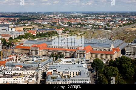 Leipzig, Saxony, Germany - Leipzig central station, city overview, old town. Stock Photo