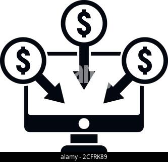 Crowdfunding online monitor icon. Simple illustration of crowdfunding online monitor vector icon for web design isolated on white background Stock Vector