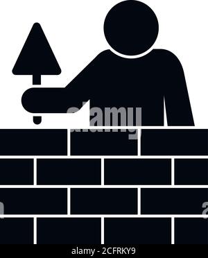 Tiler brick wall icon. Simple illustration of tiler brick wall vector icon for web design isolated on white background Stock Vector