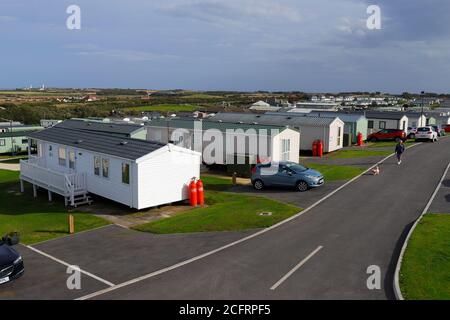 Static caravans at Haven holiday village at Thornwick Bay in Flamborough,East Yorkshire,UK Stock Photo