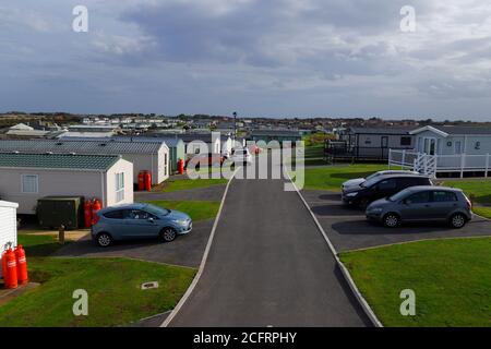 Static caravans at Haven holiday village at Thornwick Bay in Flamborough,East Yorkshire,UK Stock Photo