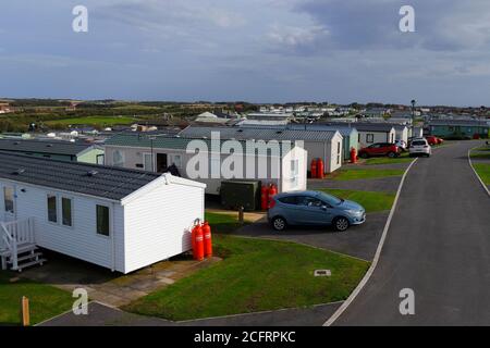 Static caravans at Haven holiday village at Thornwick Bay in Flamborough,East Yorkshire,UK Stock Photo