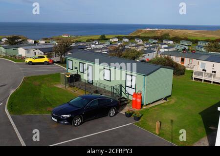 Static caravans at Haven holiday village at Thornwick Bay in Flamborough,East Yorkshire,UK Stock Photo