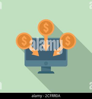Crowdfunding online monitor icon. Flat illustration of crowdfunding online monitor vector icon for web design Stock Vector