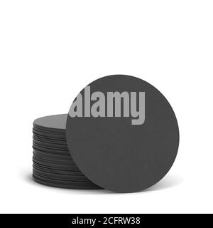 Blank beer coasters mockup. 3d illustration isolated on white background Stock Photo