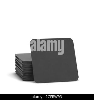 Blank beer coasters mockup. 3d illustration isolated on white background Stock Photo