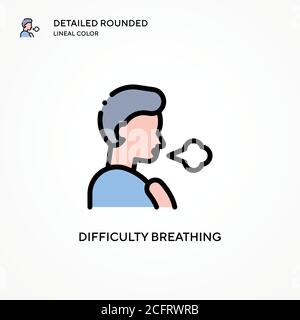 Difficulty breathing vector icon. Modern vector illustration concepts. Easy to edit and customize. Stock Vector