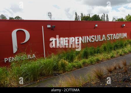 A general view of the Peninsula Stadium, the home of Salford City Stock Photo