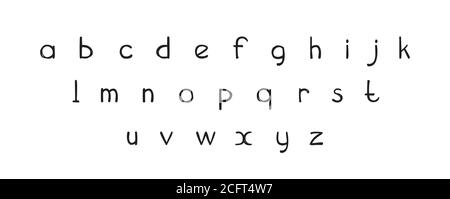 Font decorative hand drawn ABC lettering, alphabet vector letters. Handwritten typographic design. Cartoon funny bold letters for logo, poster Stock Vector