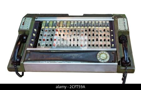 old telephone switch isolated on white background Stock Photo