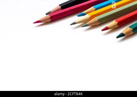 pencil crayon on the white paper Stock Photo
