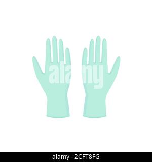 Hands up with turquoise medical gloves. Personal protective equipment. Prevention against viruses, bacteria, flu, coronavirus, covid-19. Concept of hy Stock Vector