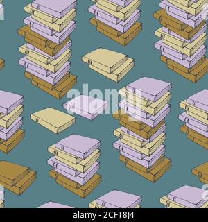 Vector seamless pattern of books and stacks of book. Concept for book shop or education. Stock Vector