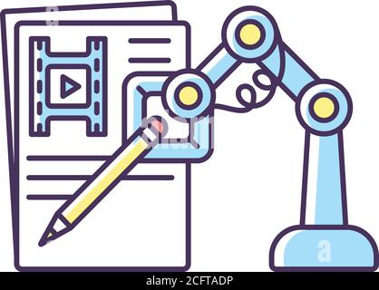 AI written screenplay RGB color icon Stock Vector