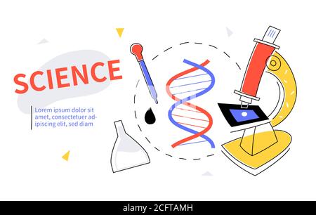 Science - modern colorful flat design style web banner Stock Vector
