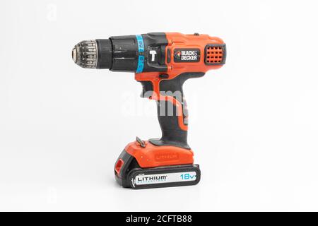 A used Black & Decker 18volt drill Stock Photo