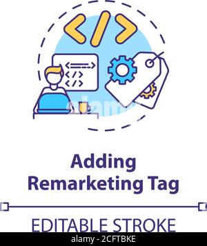 Adding remarketing tag concept icon Stock Vector
