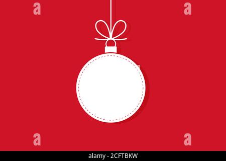 Outline Christmas ball. Minimal Christmas abstract background. Christmas greeting card. Vector illustration. Stock Vector