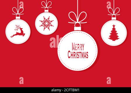 christmas ball isolated on red background Stock Vector