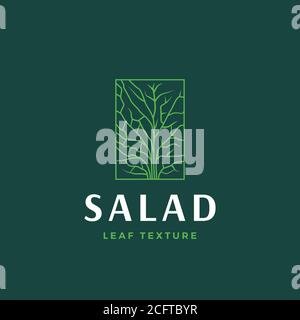 Salad Lettuce In a Frame Abstract Vector Sign, Symbol or Logo Template. Premium Vegetable or Green Food Emblem with Modern Typography. Stock Vector