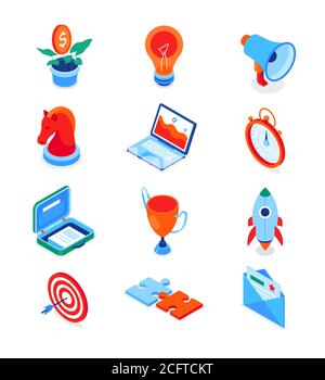Business and marketing - modern isometric icons set Stock Vector