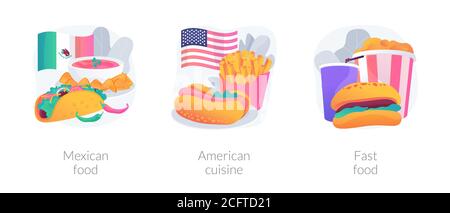 American food abstract concept vector illustrations. Stock Vector