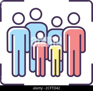 Crowd scene RGB color icon Stock Vector