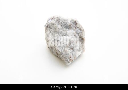 detail of white mica granite isolated over white background Stock Photo