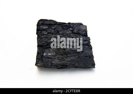 detail of bituminous coal isolated over white background Stock Photo