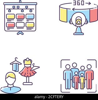 Film making jobs RGB color icons set Stock Vector