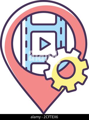 Filming location RGB color icon Stock Vector