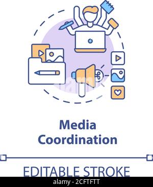 Media coordination concept icon Stock Vector