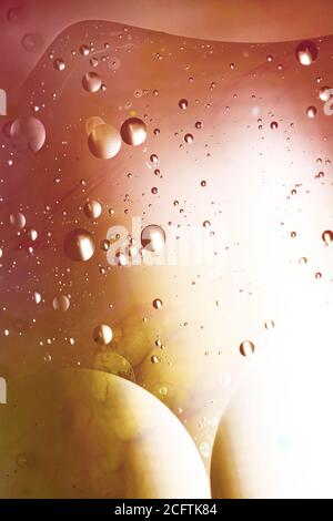 Abstract pattern of oil floating on carbonated water Stock Photo