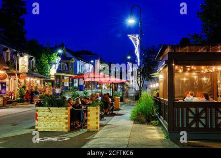 Rue ST Jean Baptiste in Baie-St-Paul, Charlevoix, Quebec, Canada at night Stock Photo