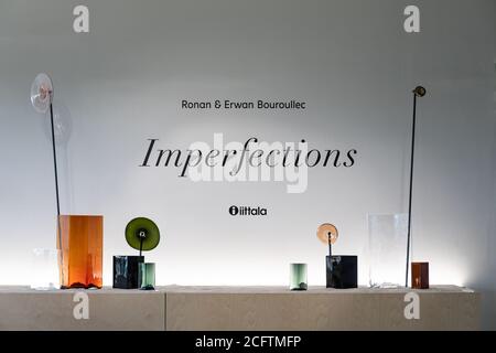 Imperfections, glass and ceramic vases by Ronan & Erwan Bouroullec at Iittala Design Lab Gallery in former Arabia ceramics factory, Helsinki, Finland Stock Photo