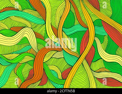 Variegated abstract lines art pattern, rainbow multicolor color. Stock Vector