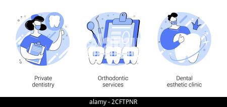 Teeth healthcare abstract concept vector illustrations. Stock Vector