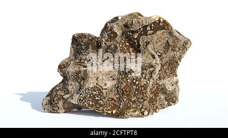 unusual rough rock isolated on white background Stock Photo