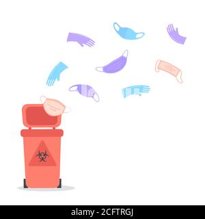 End of Covid-19 pandemic.Disposal of medical waste Stock Vector